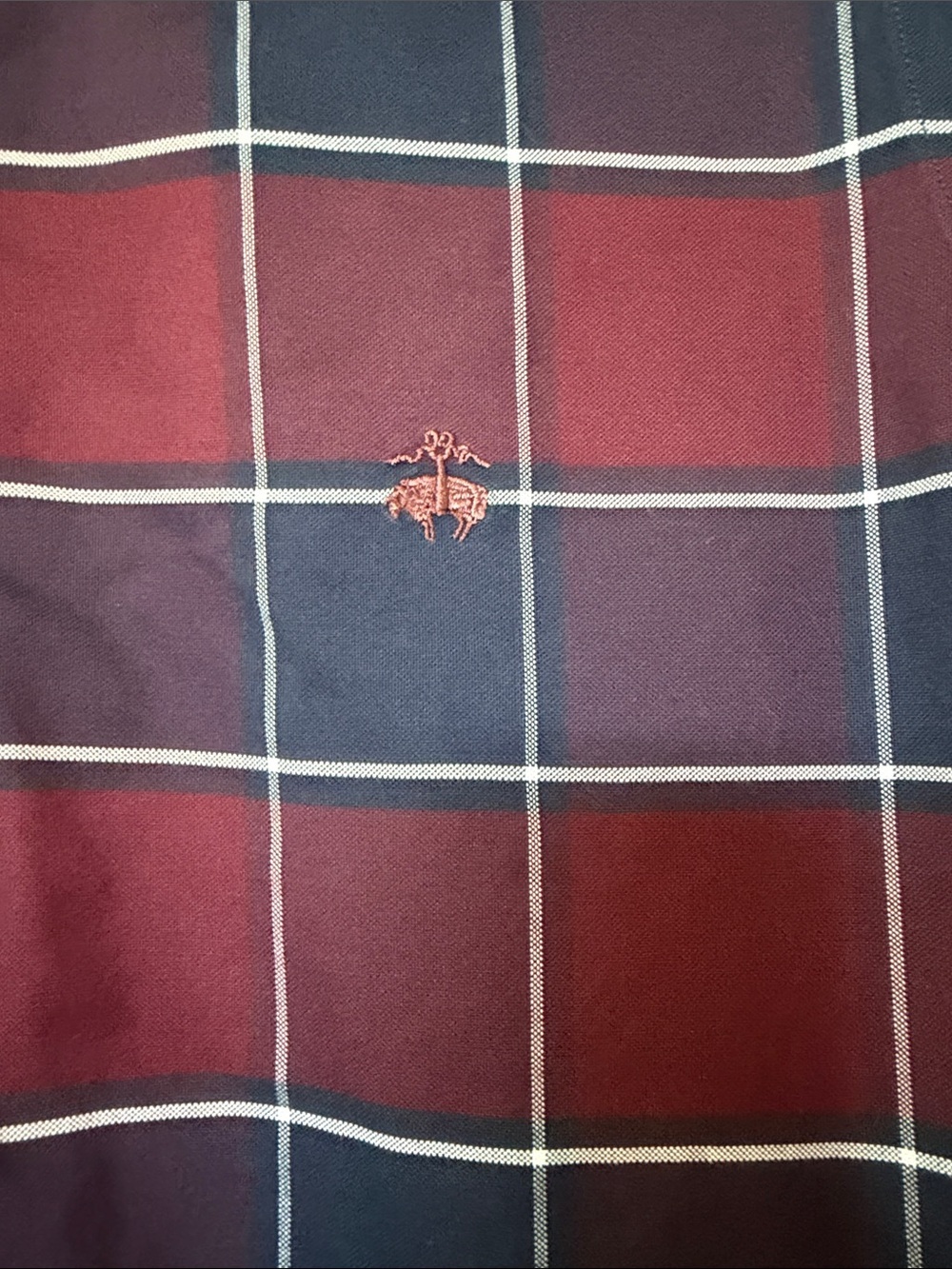 Brooks Brothers Burgundy and Navy Windowpane Button-Down Shirt - Picture 2 of 7